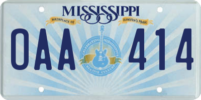 MS license plate OAA414
