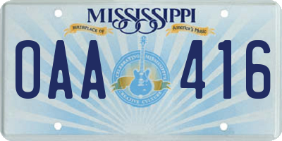MS license plate OAA416