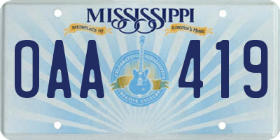 MS license plate OAA419