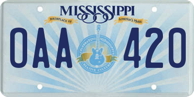 MS license plate OAA420
