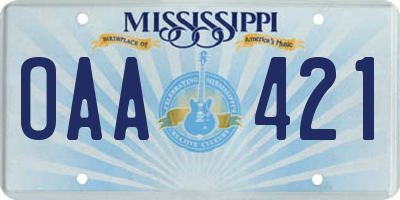 MS license plate OAA421