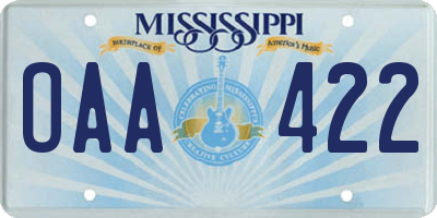 MS license plate OAA422