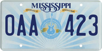 MS license plate OAA423