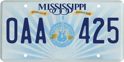 MS license plate OAA425