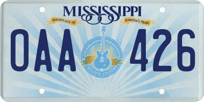 MS license plate OAA426