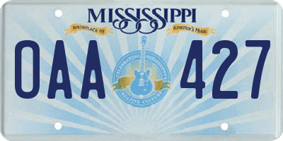 MS license plate OAA427