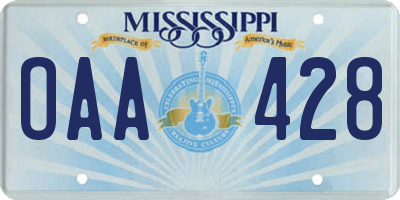 MS license plate OAA428