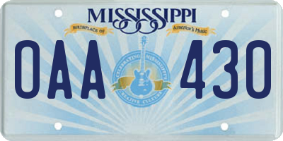 MS license plate OAA430