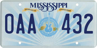 MS license plate OAA432