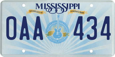 MS license plate OAA434
