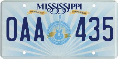 MS license plate OAA435