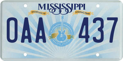 MS license plate OAA437