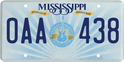 MS license plate OAA438