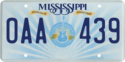 MS license plate OAA439