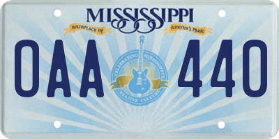 MS license plate OAA440