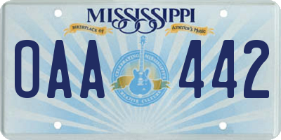 MS license plate OAA442
