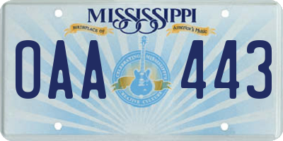 MS license plate OAA443