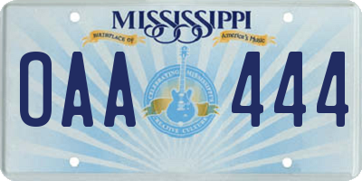 MS license plate OAA444