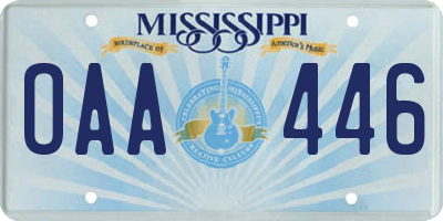 MS license plate OAA446