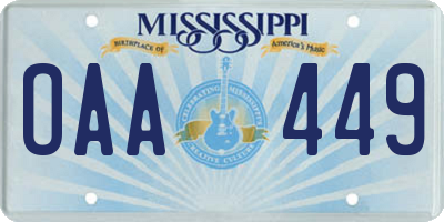 MS license plate OAA449
