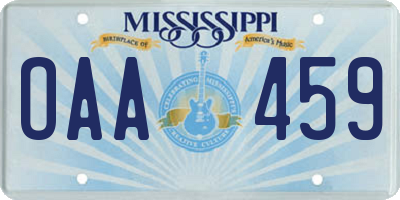 MS license plate OAA459
