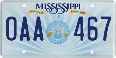 MS license plate OAA467
