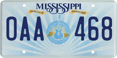 MS license plate OAA468