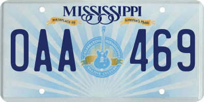 MS license plate OAA469