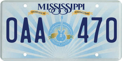 MS license plate OAA470