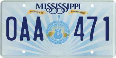 MS license plate OAA471