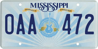 MS license plate OAA472