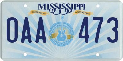 MS license plate OAA473