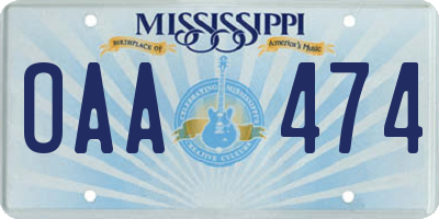 MS license plate OAA474