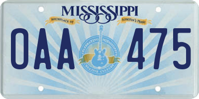MS license plate OAA475