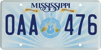 MS license plate OAA476
