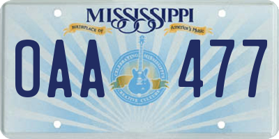 MS license plate OAA477