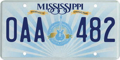 MS license plate OAA482