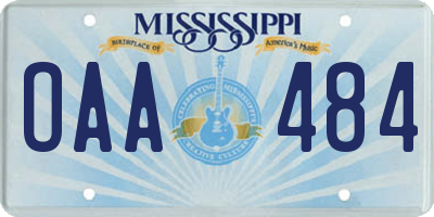 MS license plate OAA484