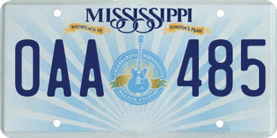 MS license plate OAA485