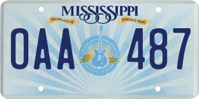 MS license plate OAA487