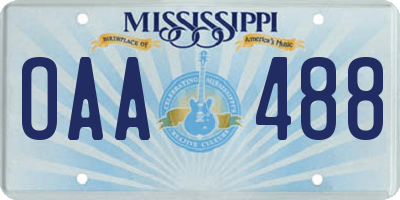 MS license plate OAA488