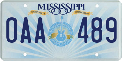 MS license plate OAA489
