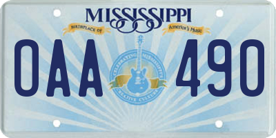MS license plate OAA490