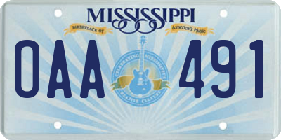 MS license plate OAA491