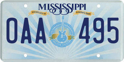 MS license plate OAA495