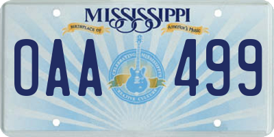 MS license plate OAA499