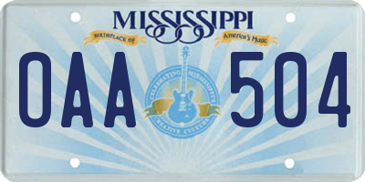 MS license plate OAA504