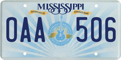 MS license plate OAA506