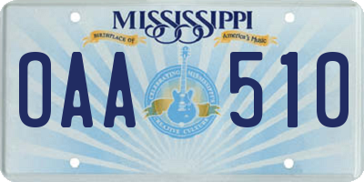 MS license plate OAA510