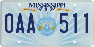 MS license plate OAA511